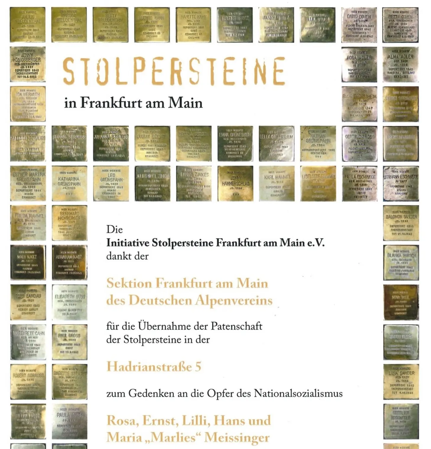 Stolpersteine für NS-Opfer der Sektion enthüllt. | © Initiative Stolpersteine  Frankfurt am Main e.V.